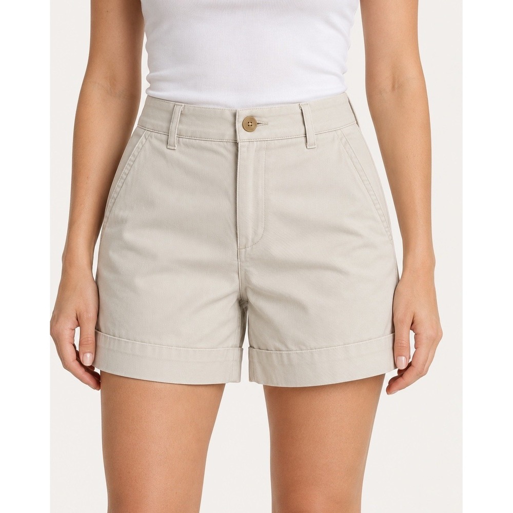 Spanx Supersmooth Stretch Twill 5" Shorts Women's S Bone High Rise NWT